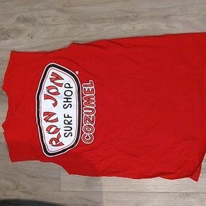 (A-5) Sleeveless red Ron Jon surf Shop T shirt size small